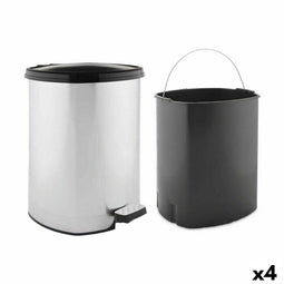Pedaalemmer Zilverkleurig Plastic 20 L (4 Stuks)