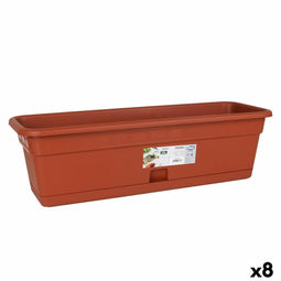 Plantenbak met schaal Dem Squares Rechthoekig Bruin 60 x 20 cm (8 Stuks)