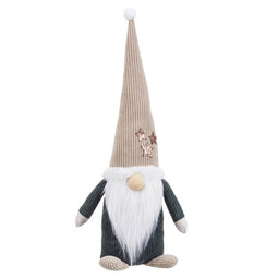 Kerstversiering Groen Beige Zand Weefsel Kerstman 30 cm