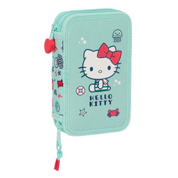 Dubbele etui Hello Kitty Sea lovers Turkoois 12.5 x 19.5 x 4 cm (28 Onderdelen)
