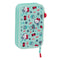 Dubbele etui Hello Kitty Sea lovers Turkoois 12.5 x 19.5 x 4 cm (28 Onderdelen)