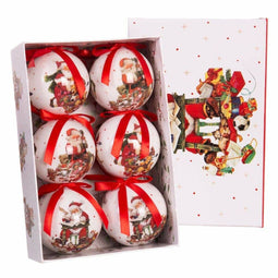 Kerstballen Rood Multicolour Papier Polyfoam 7,5 x 7,5 x 7,5 cm (6 Stuks)