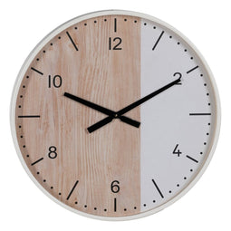 Muurklok Wit Natuurlijk Hout 60 x 60 x 5,5 cm