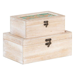 Decoratieve Doos 30 x 18 x 12 cm Lakens Rotan DMF (2 Stuks)