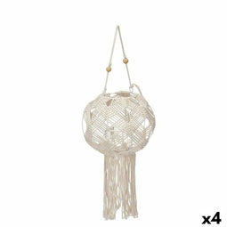 Kaarshouder Macramé Wit Katoen 23 x 24 x 23 cm (4 Stuks)