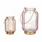 Led-lantaarn Strepen Roze Gouden Glas 13,5 x 22 x 13,5 cm (6 Stuks)
