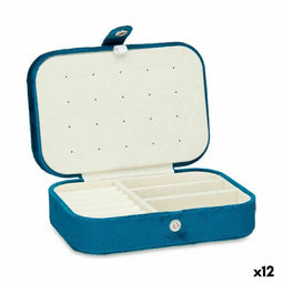 Doos-Juwelenkistje Blauw Fluweel (16,2 x 6 x 11,5 cm) (12 Stuks)