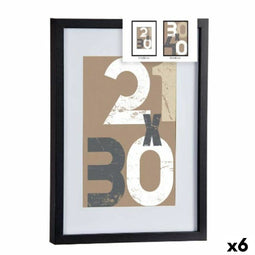 Muurfotlijst Zwart Glas Hout MDF 32,5 x 2,5 x 42,5 cm (6 Stuks)