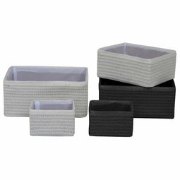 Basket spelset DKD Home Decor 41 x 30 x 18 cm Zwart Wit Polypropyleen