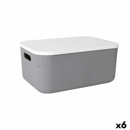 Opslagdozen Lova Met deksel Plastic Grijs 37,4 x 26,1 x 16,4 cm (6 Stuks)