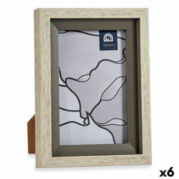 Fotolijsten 13,5 x 18,8 x 2 cm Kristal Grijs Beige Plastic (6 Stuks)