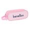Pennenetui met 2 vakken Benetton Vichy Roze (21 x 8 x 6 cm)