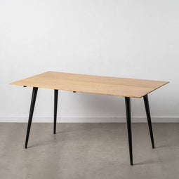 Eettafel Natuurlijk Zwart Hout Ijzer 160 x 90 x 77 cm