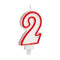 Kaars Verjaardag Cijfer 2 Rood Wit (12 Stuks)
