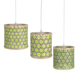 Plafondlamp 32 x 32 x 29 cm Natuurlijk Groen Bamboe (3 Stuks)