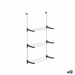 Vouwbare Waslijn Zwart Zilverkleurig 65,5 x 29 x 129 cm Deuren (12 Stuks)