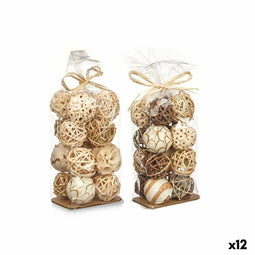 Set of Decorative Balls Wit Bruin (12 Stuks)