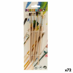 Penselen Nº 1 - Nº 3 - Nº 5 - Nº 7 - Nº 9 Bruin Grijs Hout Metaal (72 Stuks)
