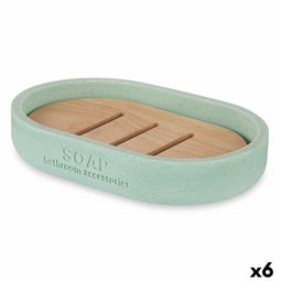 Zeepschaal Munt Hars Bamboe 12,5 x 2,5 x 8,5 cm (6 Stuks)