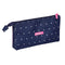 Pennenetui met 3 vakken Safta Paris Roze Marineblauw 22 x 12 x 3 cm