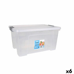 Opbergbak met Deksel Dem Kira Plastic Transparant 20 L 40 x 28 x 26 cm (6 Stuks)