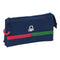 Pennenetui met 3 vakken Benetton Italy Marineblauw 22 x 12 x 3 cm