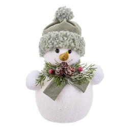 Kerstversiering Wit Multicolour Plastic Polyfoam Weefsel Sneeuwpop 18 x 13 x 25 cm