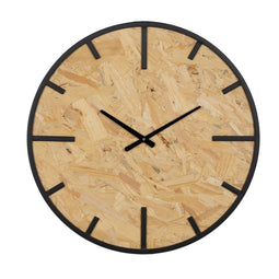 Muurklok Zwart Natuurlijk PVC Ijzer Hout MDF 60 x 4,5 x 60 cm