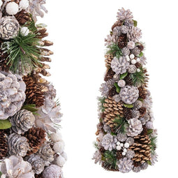 Kerstboom Wit Gouden Plastic Foam Ananas 19 x 19 x 48,5 cm