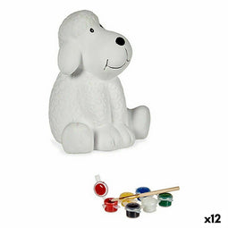 Spaarpot die je kunt verven Hond Keramisch 11 x 12,5 x 10,8 cm (12 Stuks)