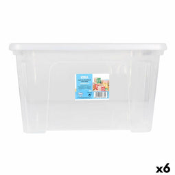 Opbergbak met Deksel Dem Kira Plastic Transparant 25 L 42 x 36 x 25 cm (6 Stuks)