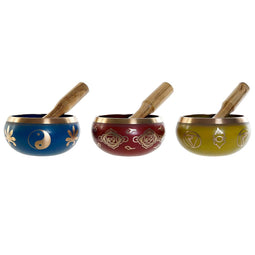 Decoratieve figuren DKD Home Decor Tibetaans Kommen 13 x 13 x 7,5 cm Rood Blauw Geel