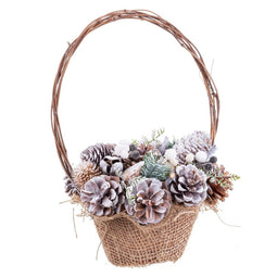 Kerstversiering Multicolour Rotan Plastic Foam Ananas Mand 21 x 21 x 30 cm