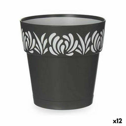 Zelfwaterende bloempot Stefanplast Gaia Antraciet Plastic 15 x 15 x 15 cm (12 Stuks)