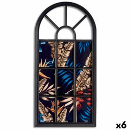 Muurfotlijst Venster Zwart Glas Plastic 34,5 x 2,5 x 69,5 cm (6 Stuks)