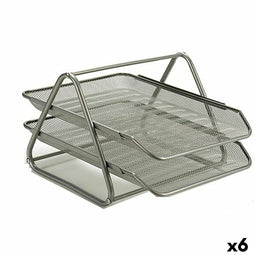 Classificatiebak Rooster Zilverkleurig Metaal 35,5 x 27,5 x 21 cm (6 Stuks)