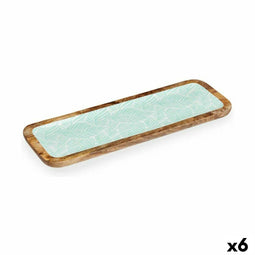 Middenstuk 45 x 15 cm Blad van een plant Wit Bruin Groen Hars Mangohout (6 Stuks)