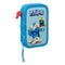 Dubbele etui Los Pitufos Blauw Hemelsblauw 12.5 x 19.5 x 4 cm (28 Onderdelen)