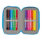 Dubbele etui Los Pitufos Blauw Hemelsblauw 12.5 x 19.5 x 4 cm (28 Onderdelen)