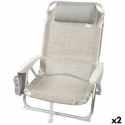 Klapstoel met Hoofdsteun Aktive Ibiza Beige 51 x 76 x 45 cm (2 Stuks)