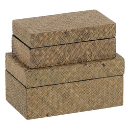 Set decoratieve dozen Beige DMF 25 x 15 x 12 cm (2 Stuks)