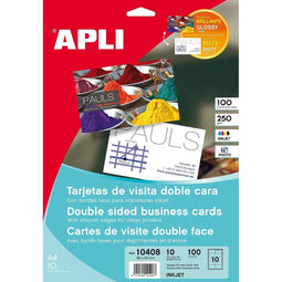 Business cards Apli 10408 Wit 10 Lakens Dubbelzijdig 210 x 297 mm