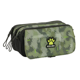 Pennenetui met 3 vakken Kelme Travel Zwart Groen 21,5 x 10 x 8 cm