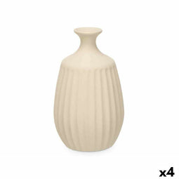 Vaas Beige Keramisch 19 x 31 x 19 cm (4 Stuks) Strepen
