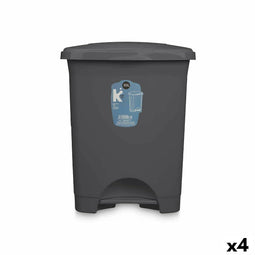 Pedaalemmer Antraciet Plastic 30 L (4 Stuks)