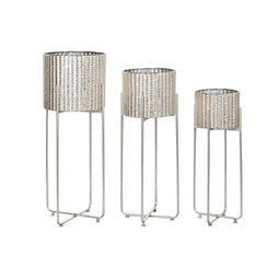 Plantenbakkenset Home ESPRIT Zilverkleurig Metaal Modern 34 x 34 x 93 cm