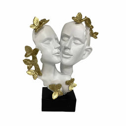 Decoratieve figuren DKD Home Decor 21,5 x 10 x 28 cm Gouden Wit Koppel