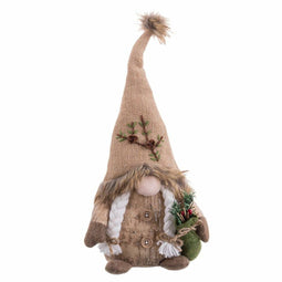 Kerstversiering Beige Zand Weefsel Meisje 18 x 9 x 38 cm