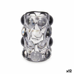 Kaarshouder Microbolletjes Grijs Kristal 8,4 x 12,5 x 8,4 cm (12 Stuks)