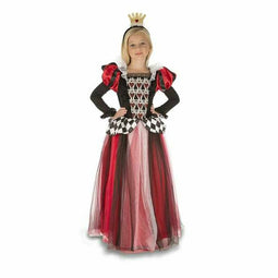 Kostuums voor Kinderen Zwart/Rood Harten Koningin Maat 10-12 Jaar